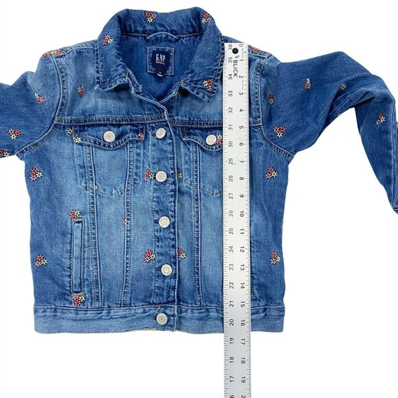 Gap Girls Floral Flowers Embroidered Denim Blue Jean Jacket Pocket XL - Picture 12 of 12